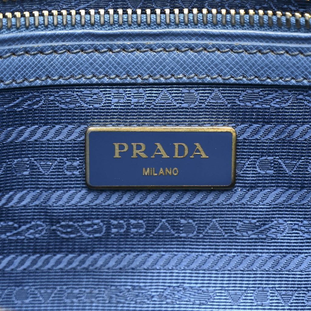 Saffiano Small Galleria Double Zip Tote Cobalto