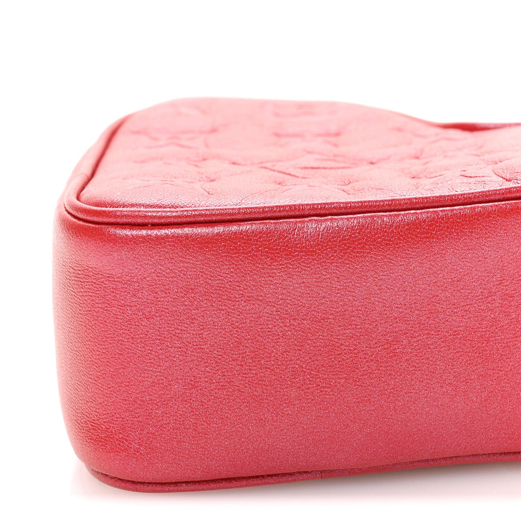 Lambskin Embossed Monogram Fall In Love Sac Coeur Heart Chain Bag Lipstick Red