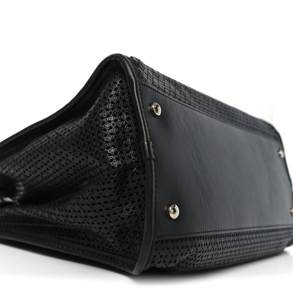 Calfskin Perforated Up In The Air Tote Black