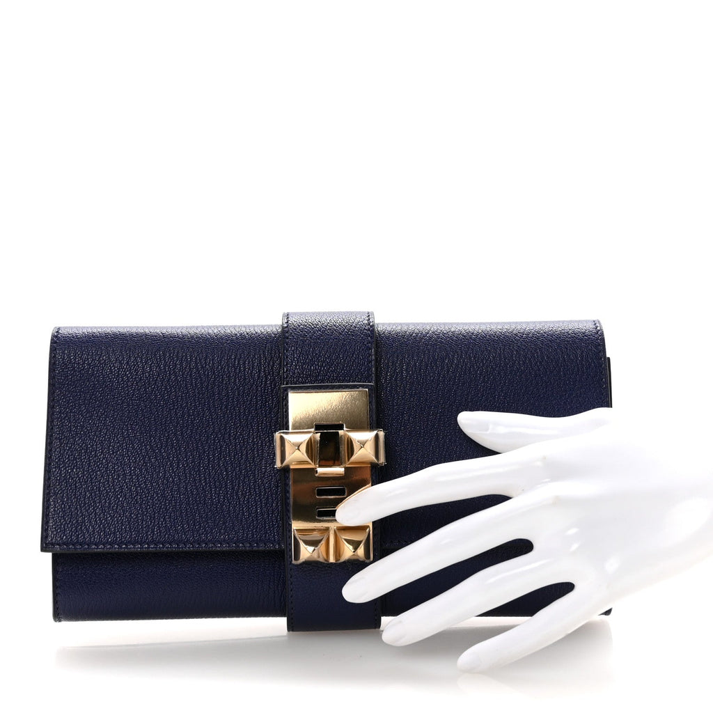 Chevre Mysore Medor 23 Clutch Bleu Encre