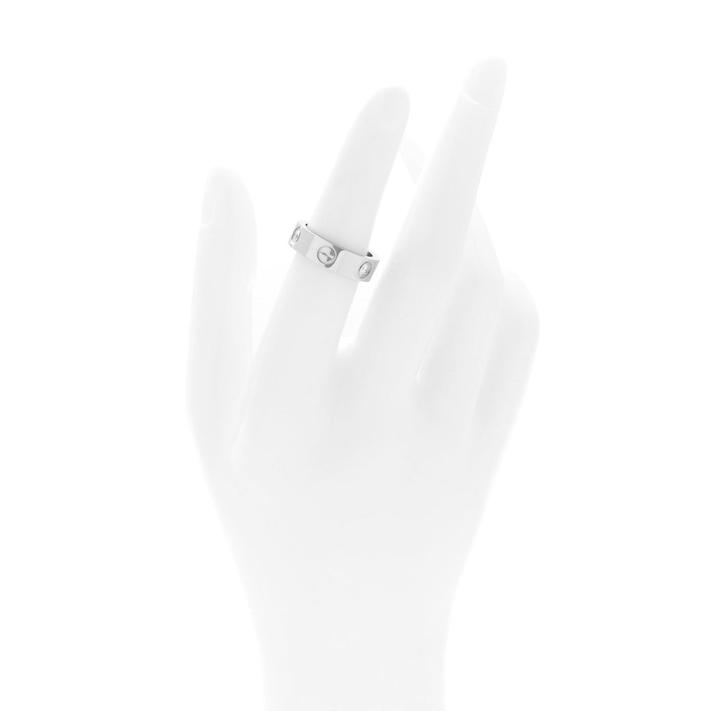 18K White Gold 3 Diamond 5.5mm LOVE Ring 51 5.75