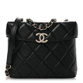 Lambskin Quilted Small Box Bag Black