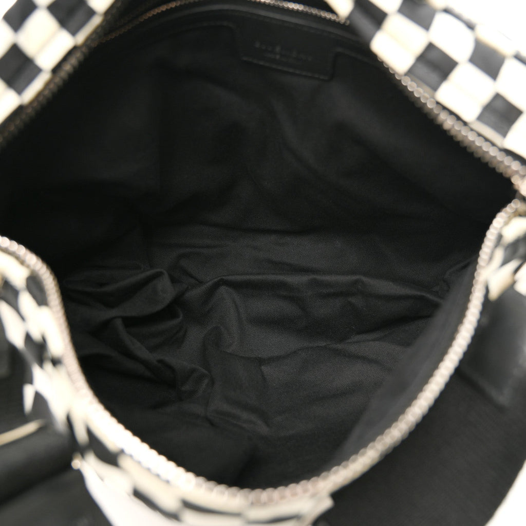 Nylon Checker Print Large Pandora Black White