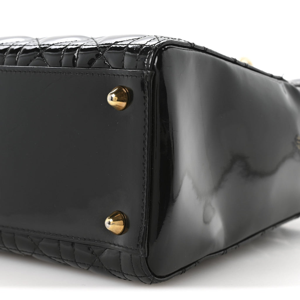 Patent Cannage Large Lady Dior Black