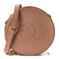 Calfskin Round As Earth Evening Bag Beige