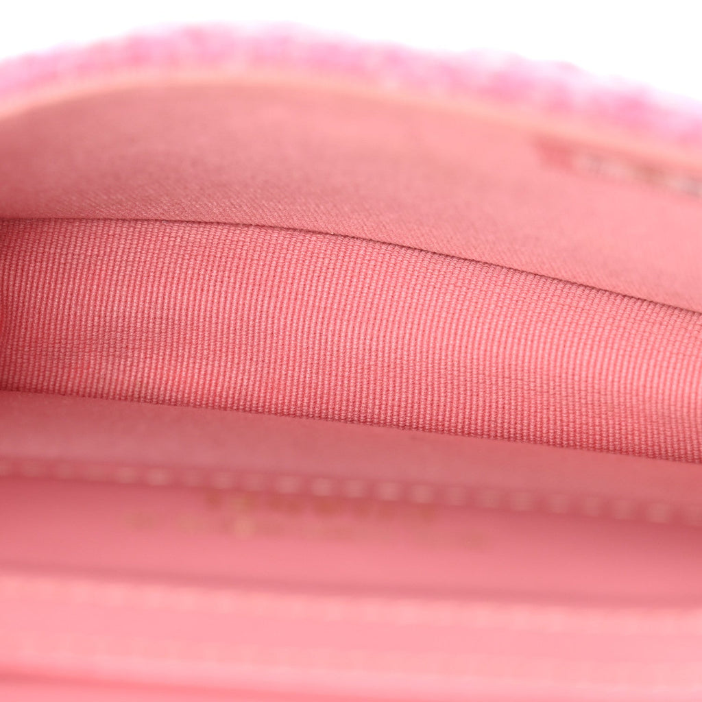 Tweed Quilted Flap Chain Waist Bag Pink