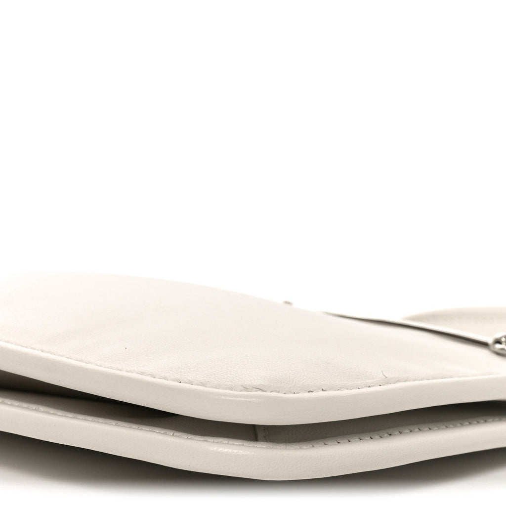 Calfskin Horsebit Slim Shoulder Bag White