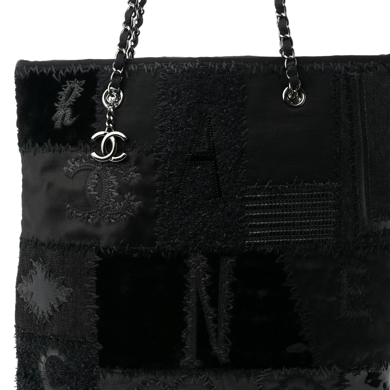 Tweed Patchwork Tote Black