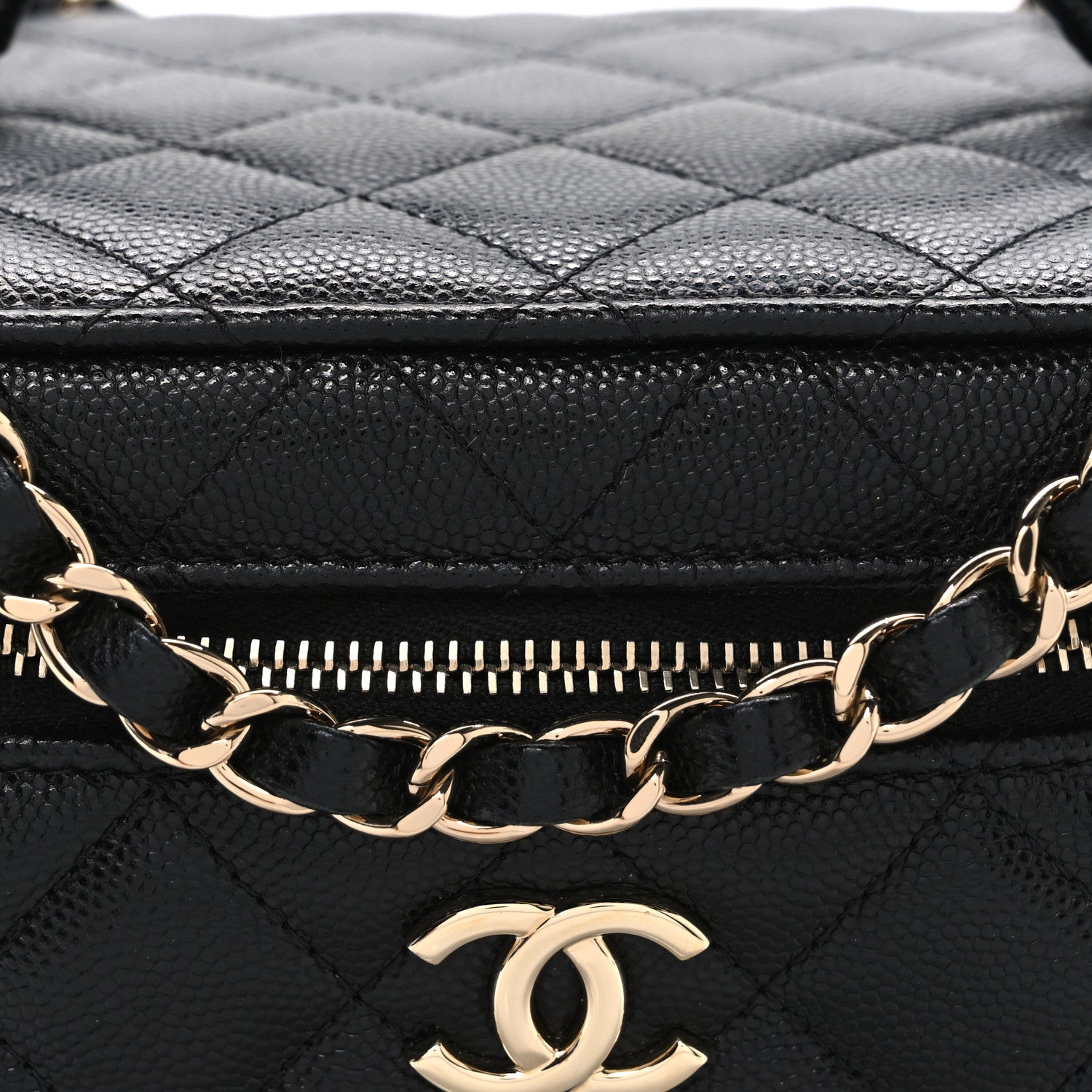 Caviar Quilted Small CC Vanity Case Black Black