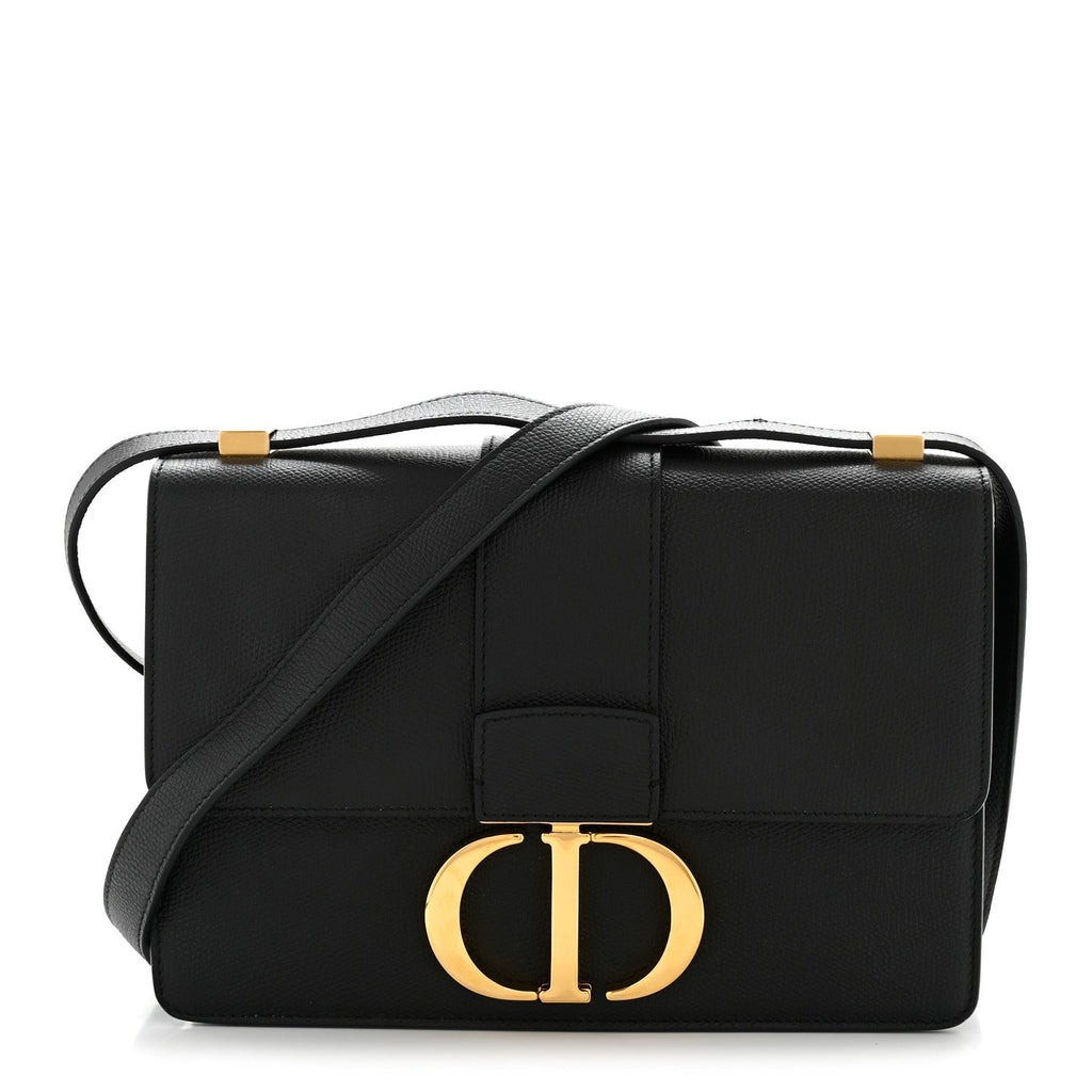 Grained Calfskin 30 Montaigne Flap Bag Black