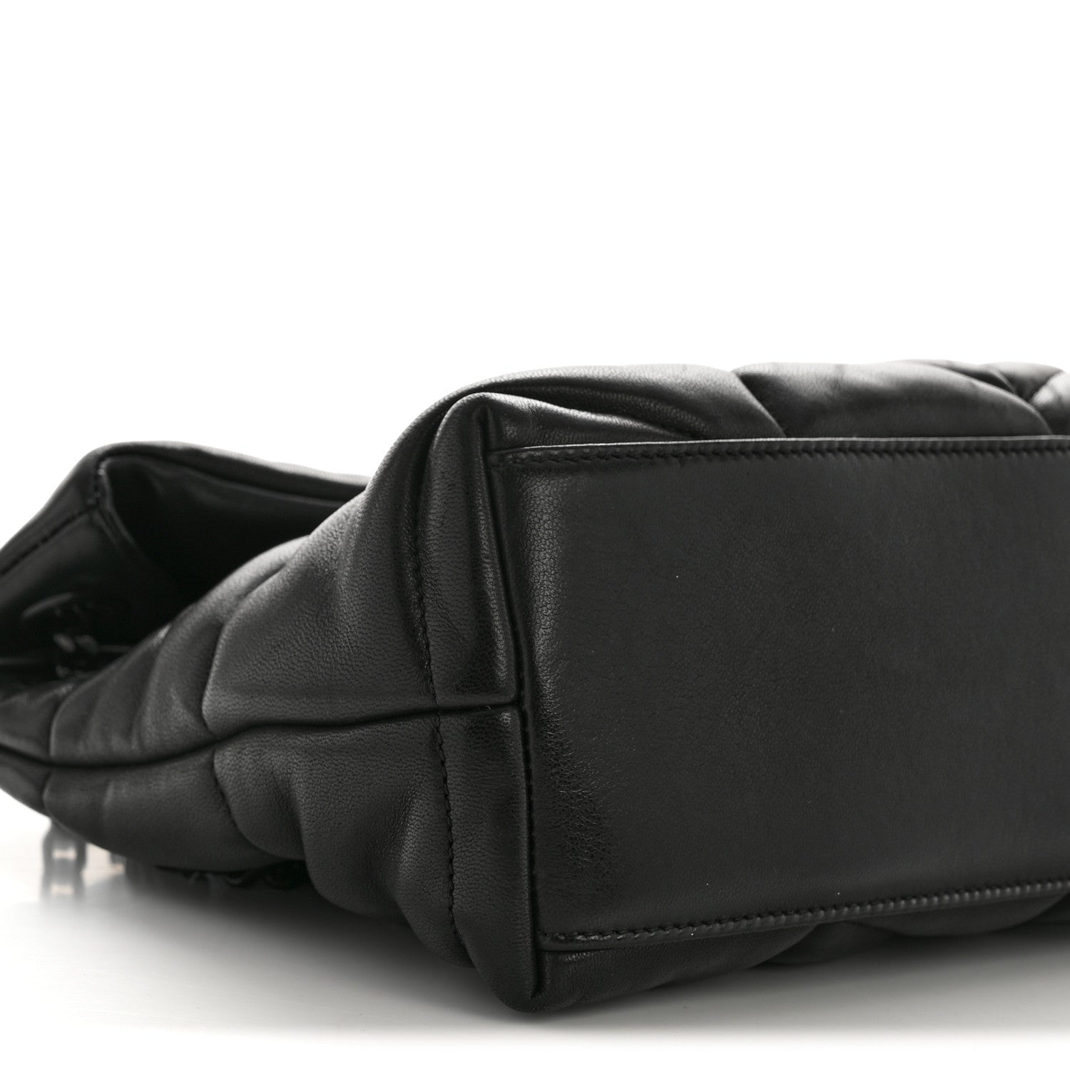 Lambskin Quilted Monogram Monochrome Small Loulou Puffer Chain Satchel Black
