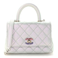 Iridescent Caviar Quilted Extra Mini Coco Handle Flap Light Blue