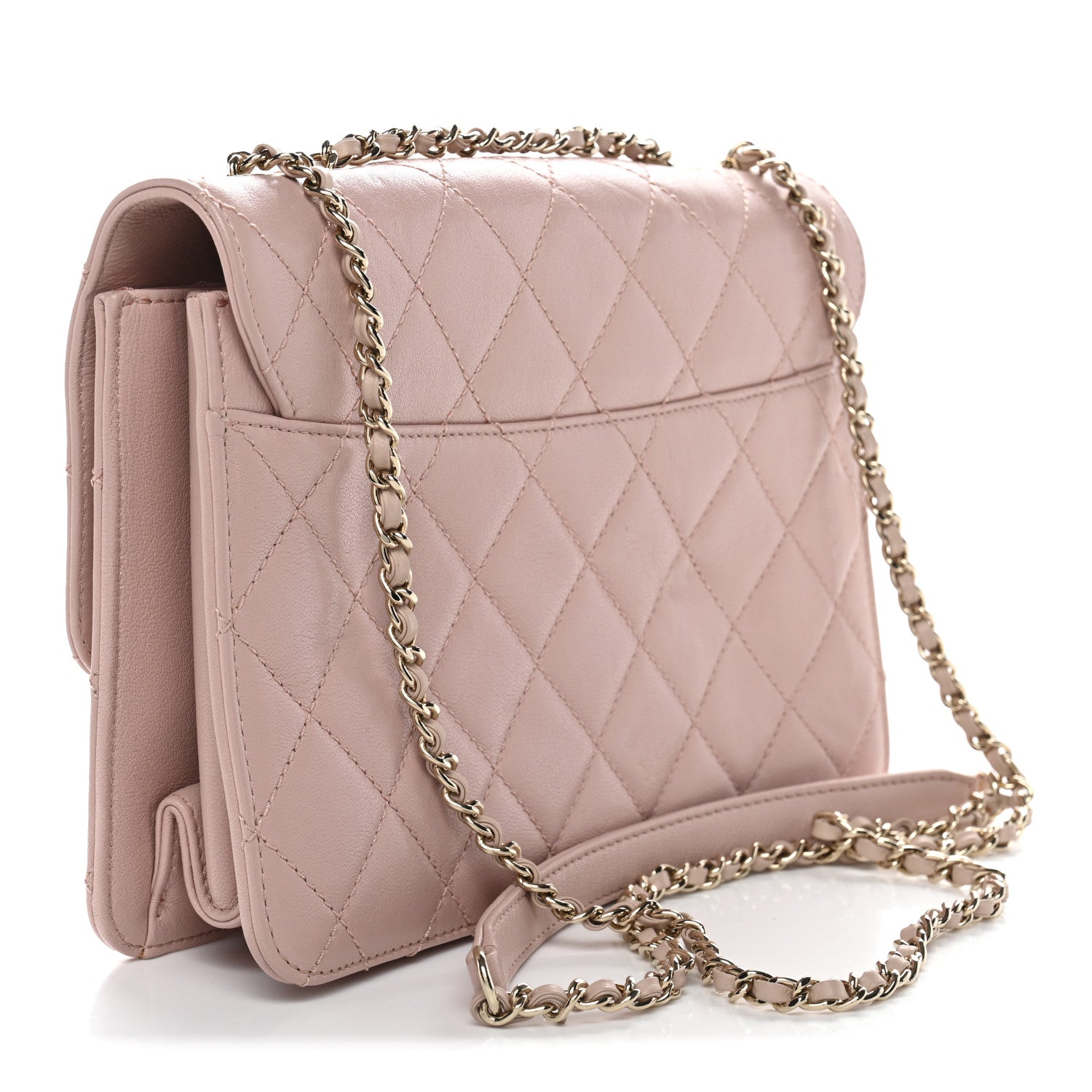 Sheepskin Quilted Beauty Lock Flap Pink