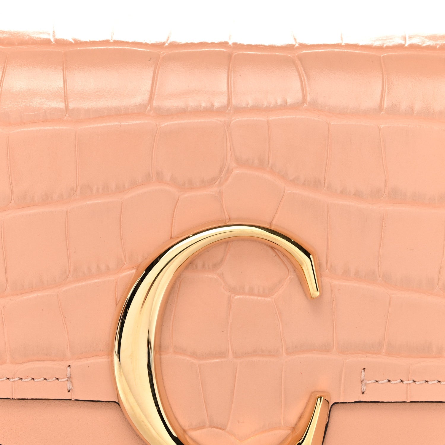 Calfskin Crocodile Embossed Mini C Double Carry Milky Orange