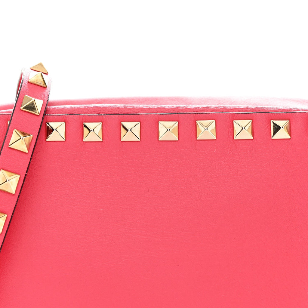 Calfskin Rockstud Camera Crossbody Bag Deep Rose