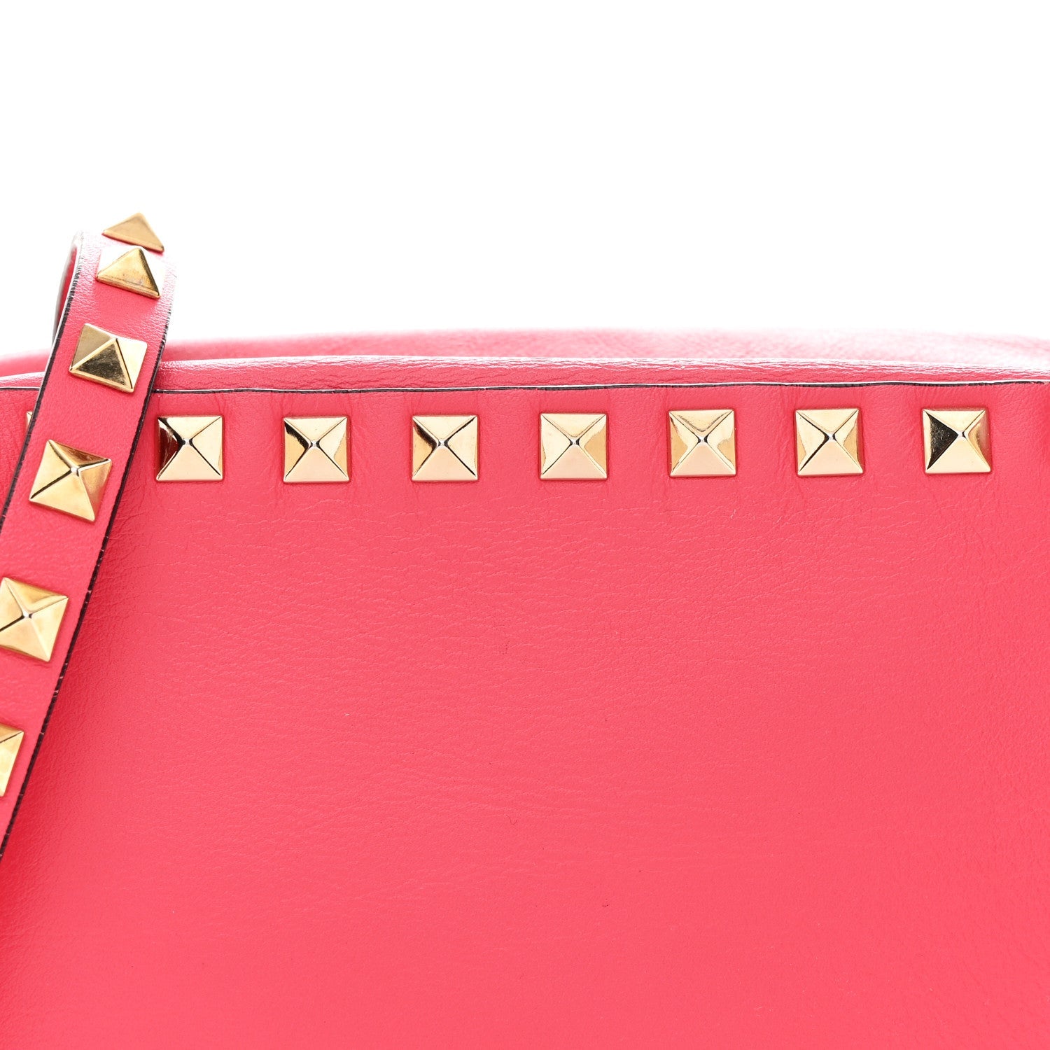 Calfskin Rockstud Camera Crossbody Bag Deep Rose