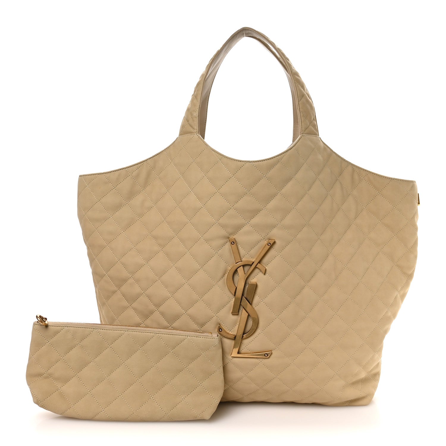 Nubuck Suede Quilted Maxi Icare Shopping Tote Beige