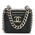 Caviar Quilted Mini Vanity Case With Chain Black