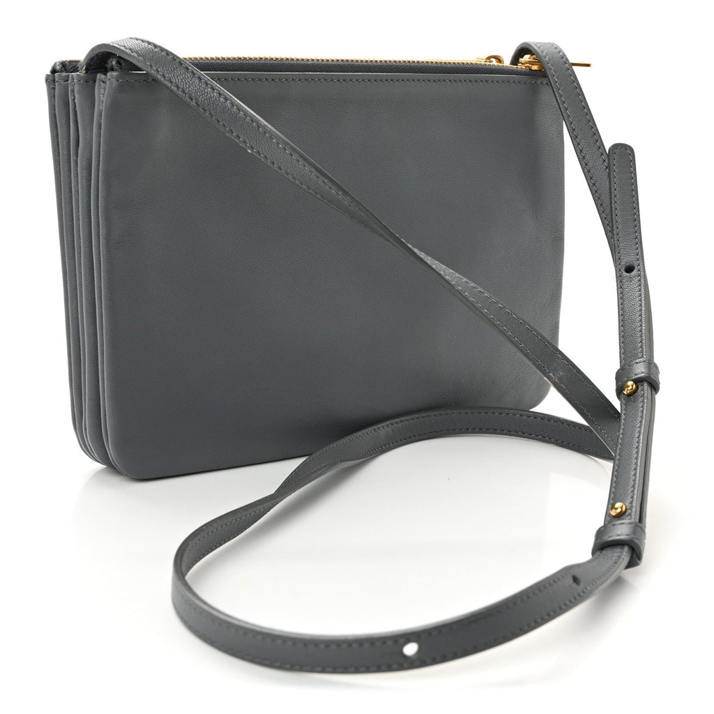 Lambskin Small Trio Crossbody Bag Medium Grey