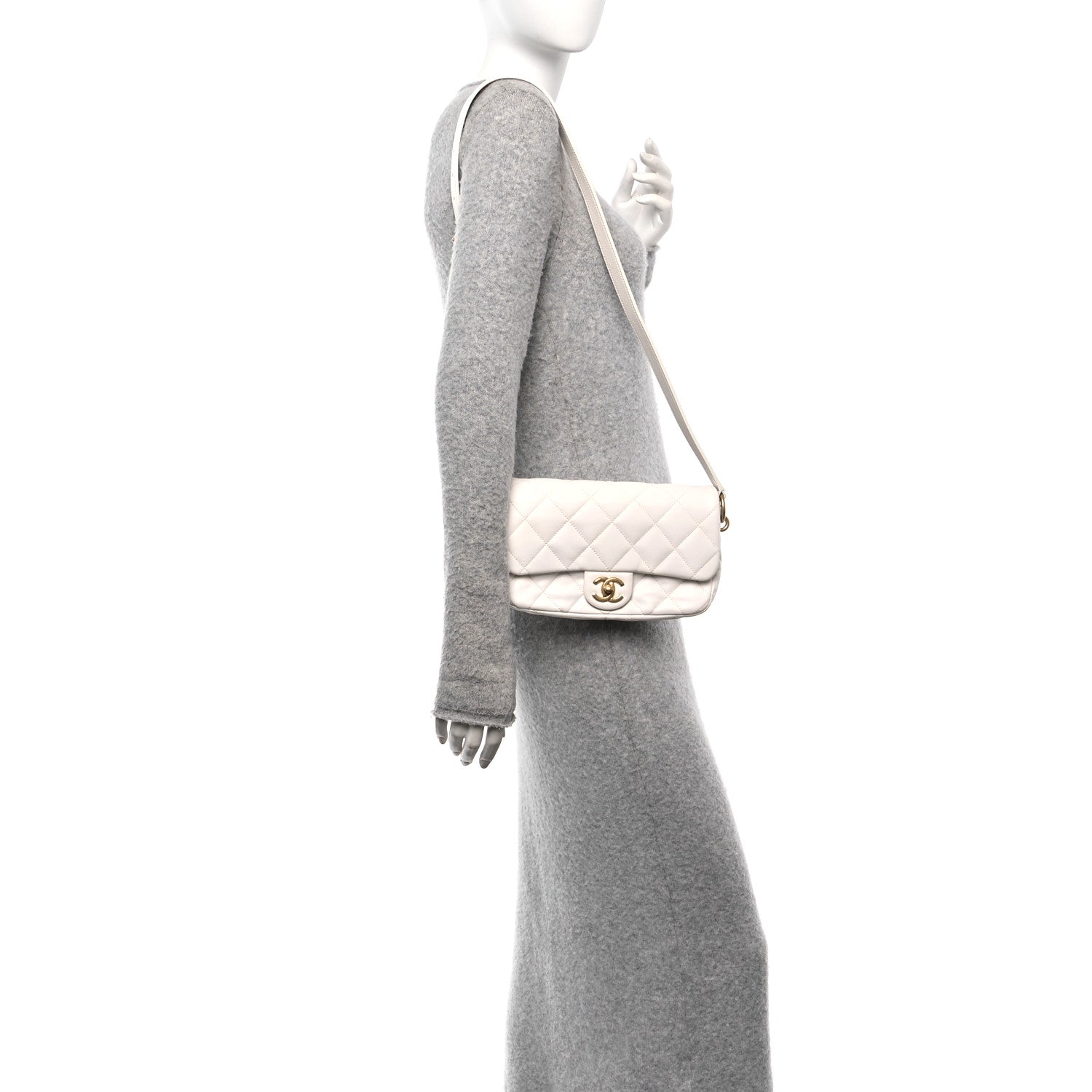 Lambskin Quilted Flap White