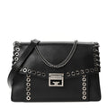 Goatskin Grommet Medium GV3 Shoulder Bag Black