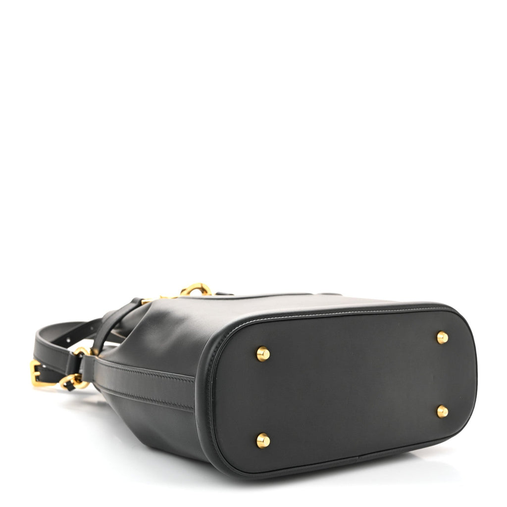 Calfskin CD Embossed Medium C'est Chain Bucket Bag Black