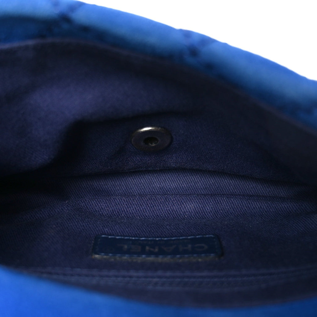 Suede Quilted Whipstitch Mini Flap Blue