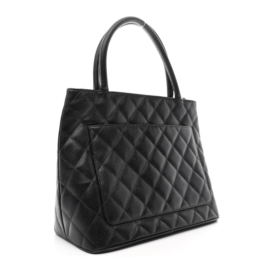 Caviar Quilted Medallion Tote Black