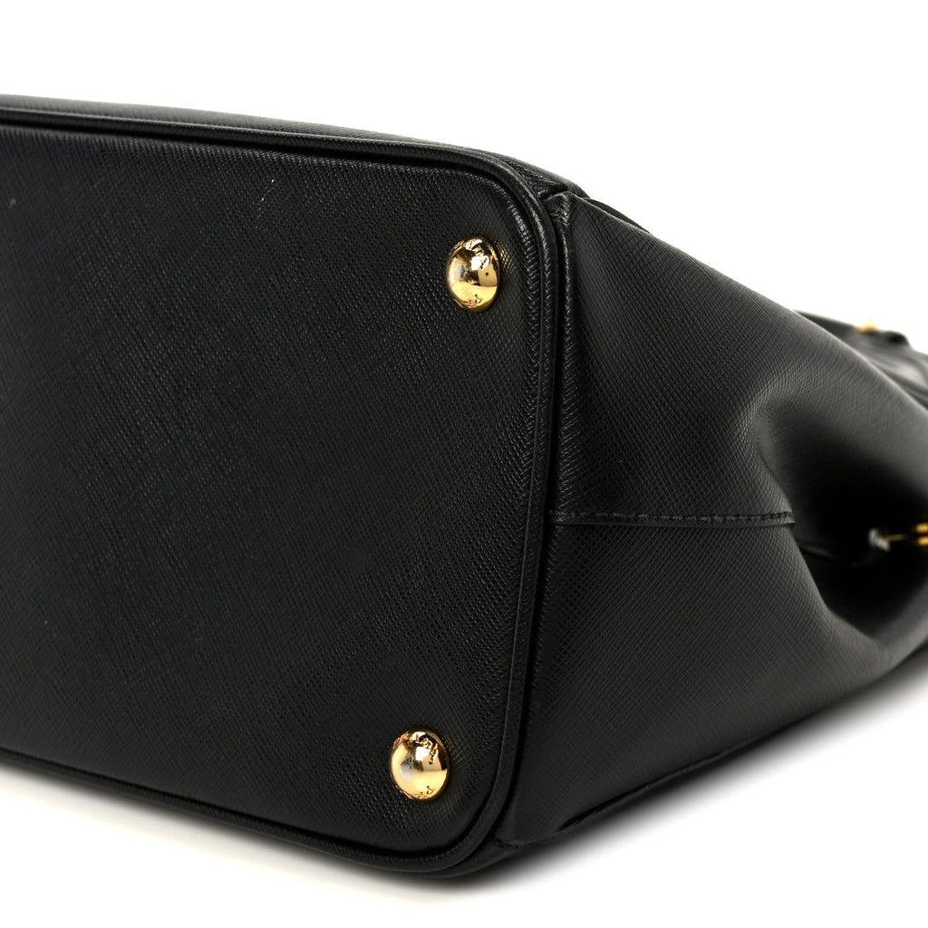 Saffiano Small Galleria Double Zip Tote Black