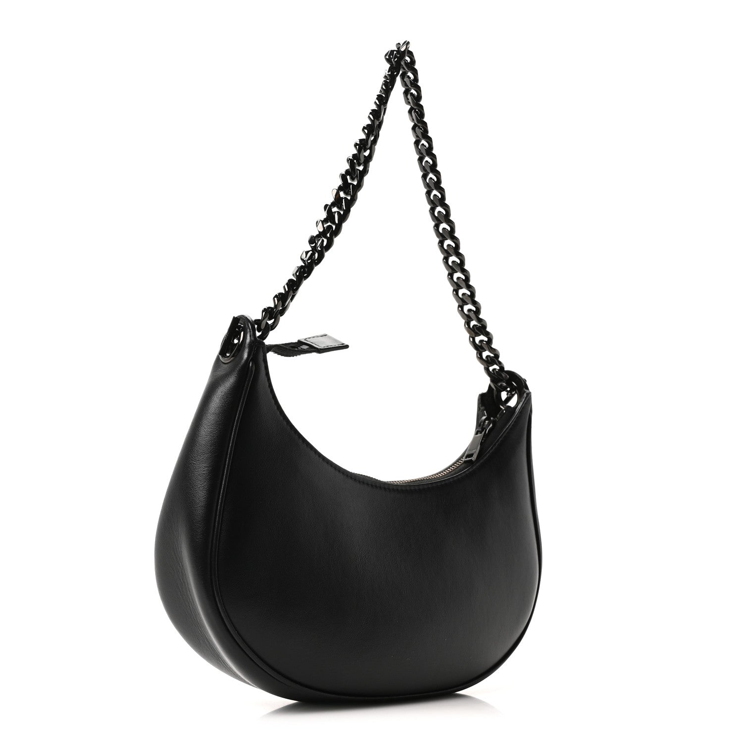 Smooth Calfskin Chain Strap Ava Shoulder Bag Black