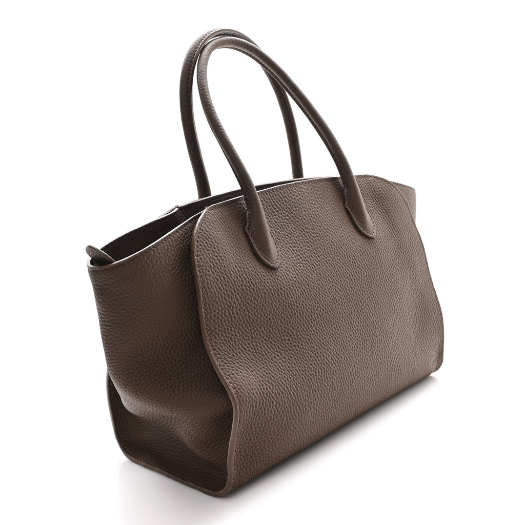 Grained Calfskin Marlo 12 Tote Bag Dark Olive