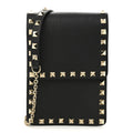 Pebbled Calfskin Rockstud Crossbody Black