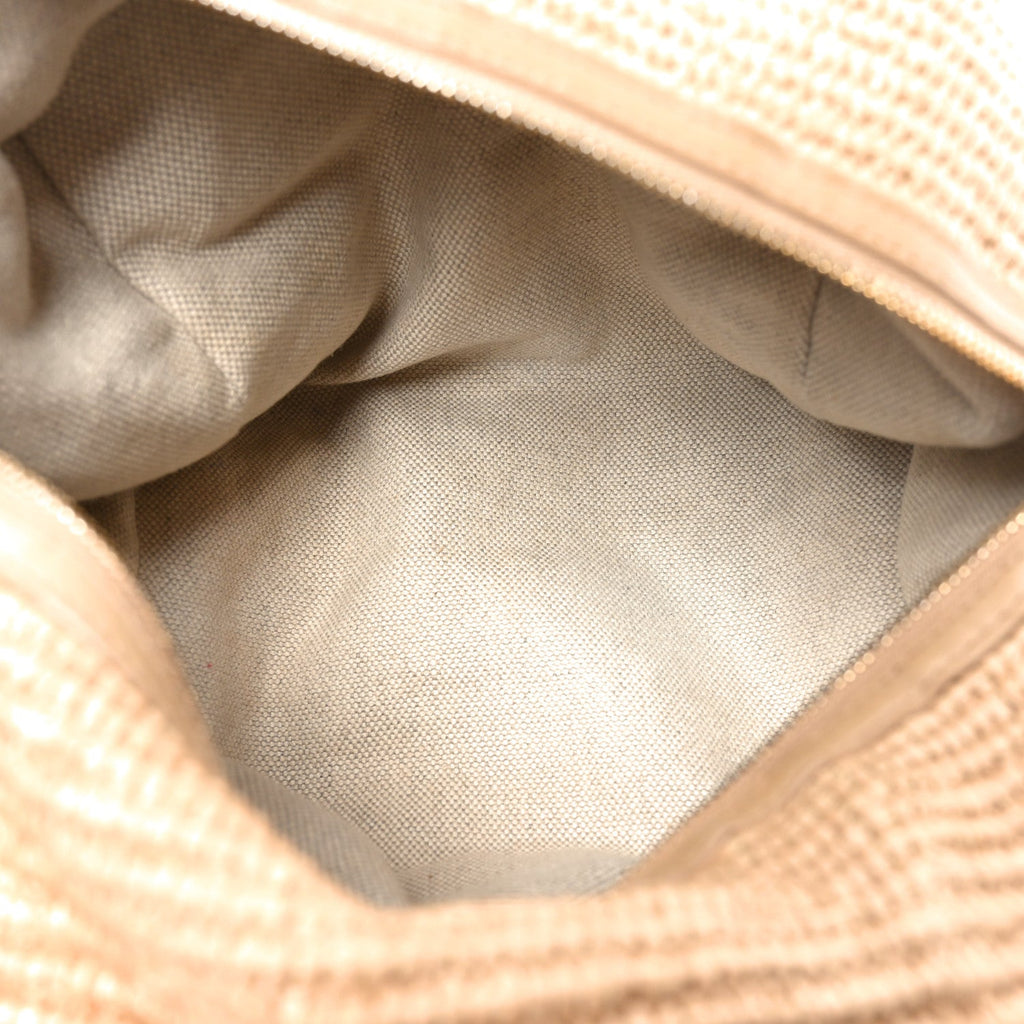 Cotton Raffia Puffy Pouch Clutch Bag