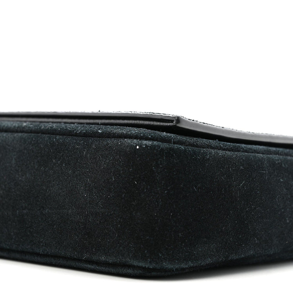 Suede Monogram Tassel Kate 99 Baguette Bag Black