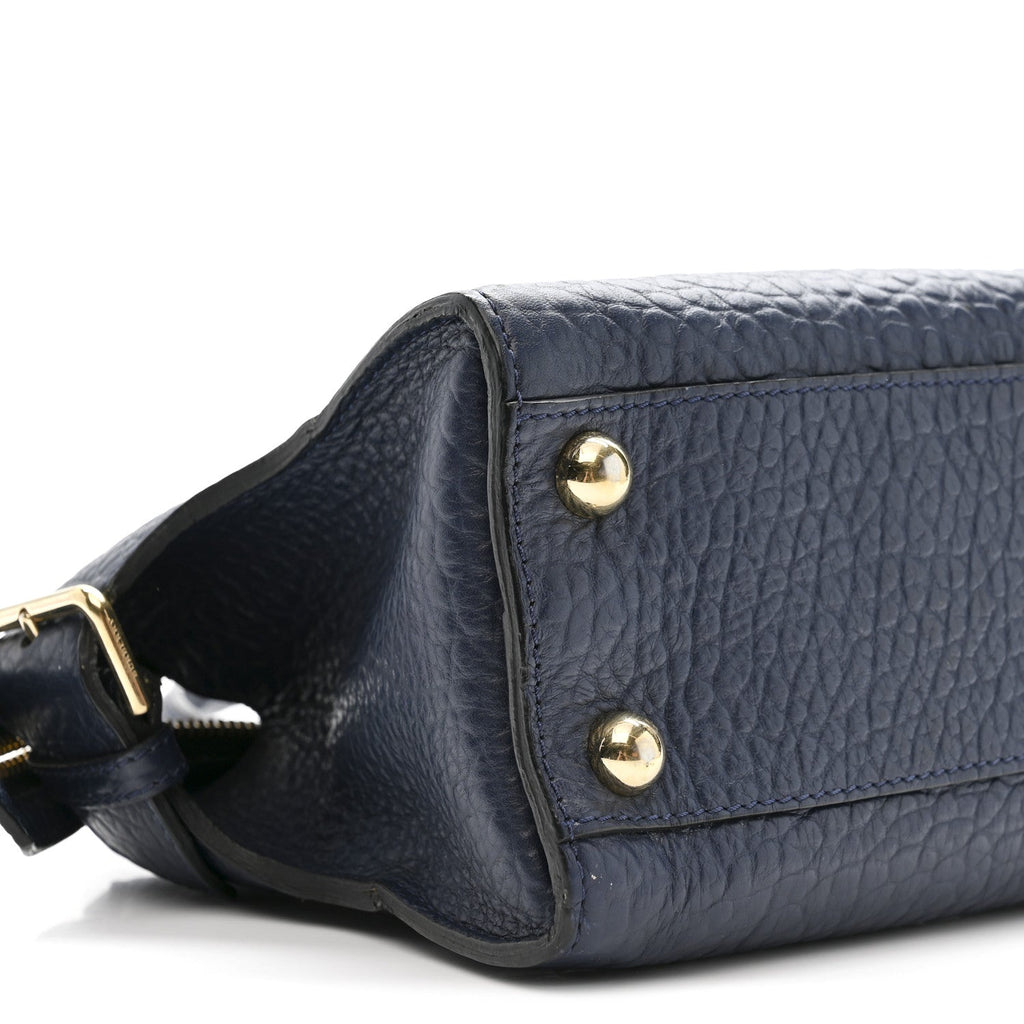 Signature Grain Small Clifton Bag Navy Blue