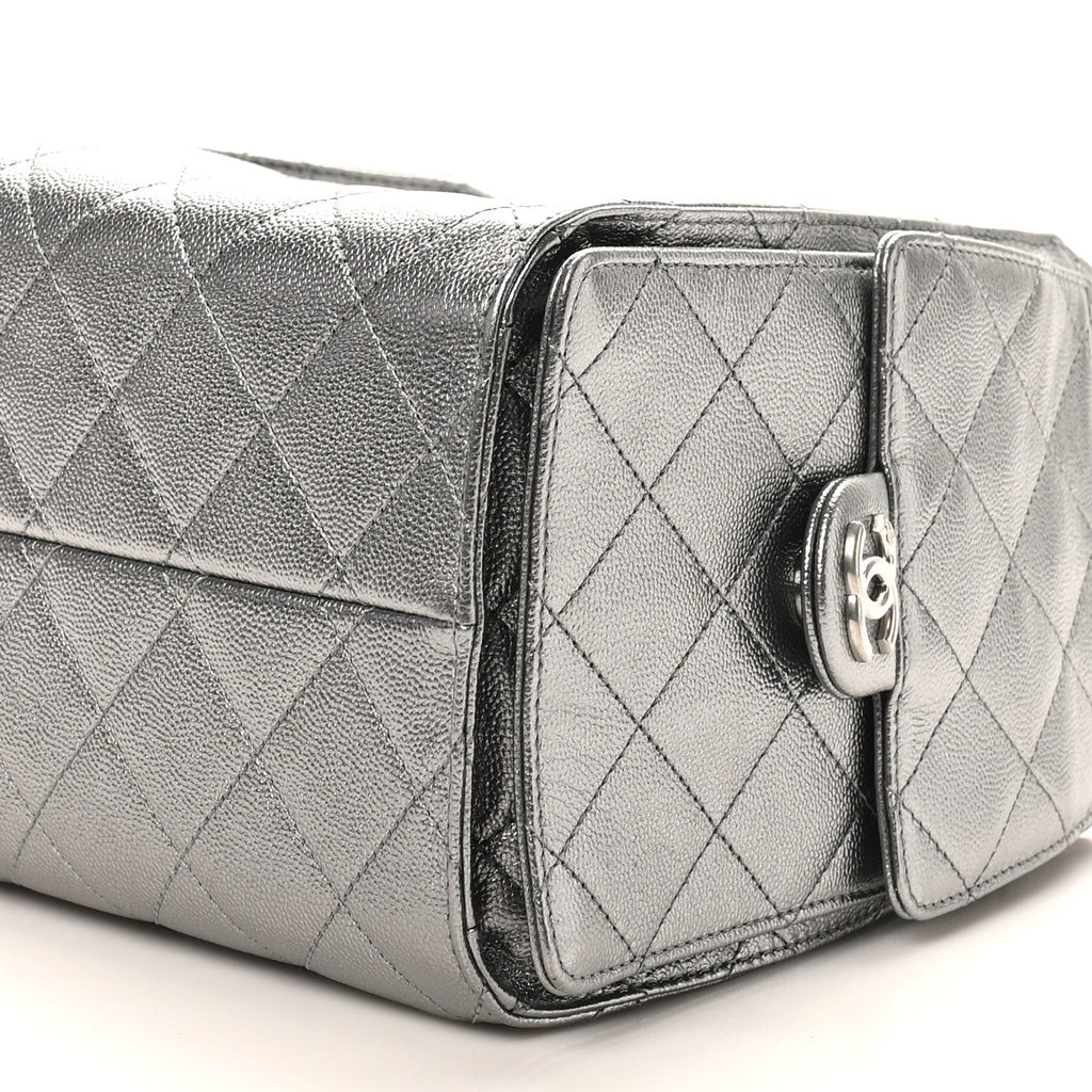 Metallic Caviar Quilted Small Chanel 25 Handbag Anthracite