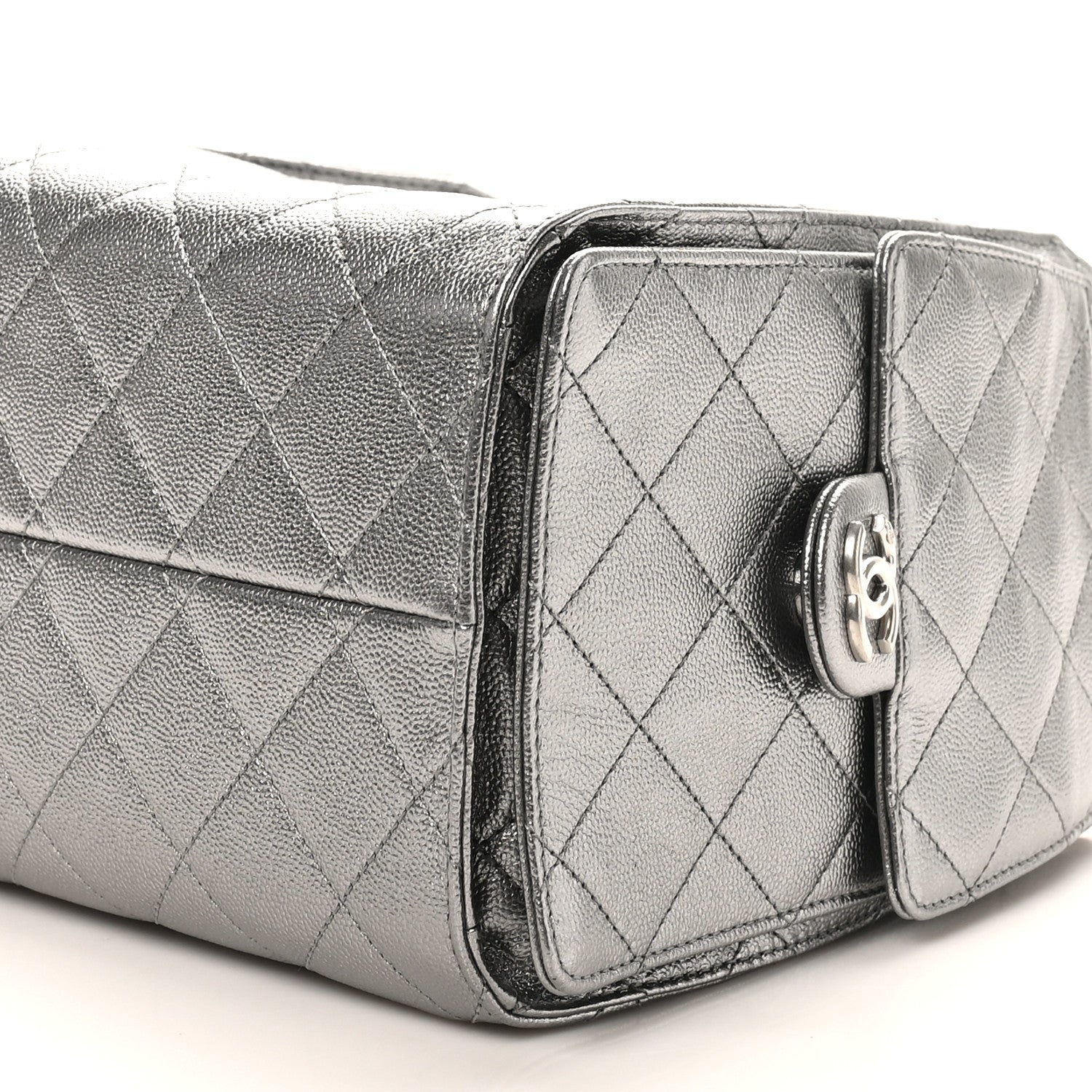 Metallic Caviar Quilted Small Chanel 25 Handbag Anthracite