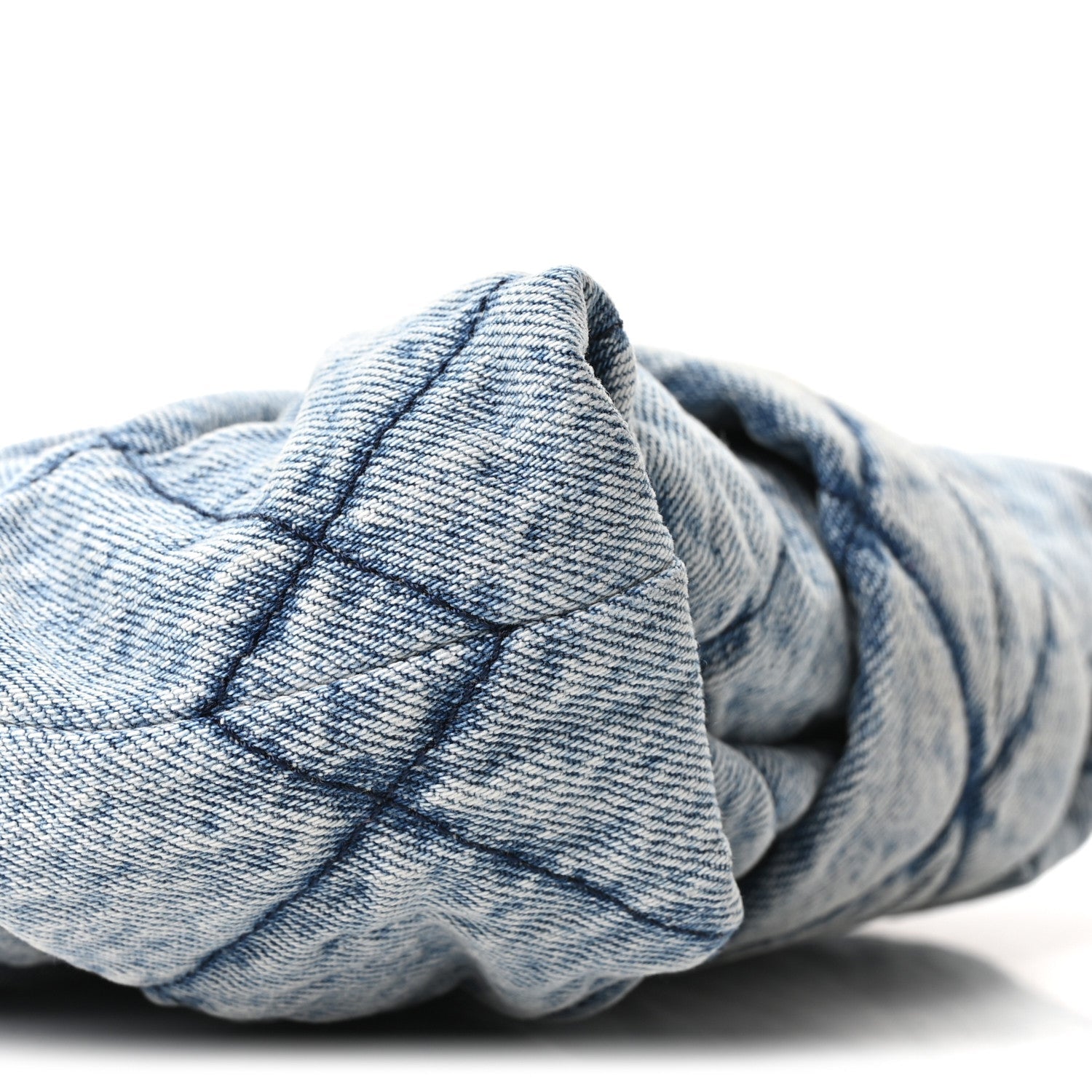 Washed Denim Quilted Mini Bow Bag Blue