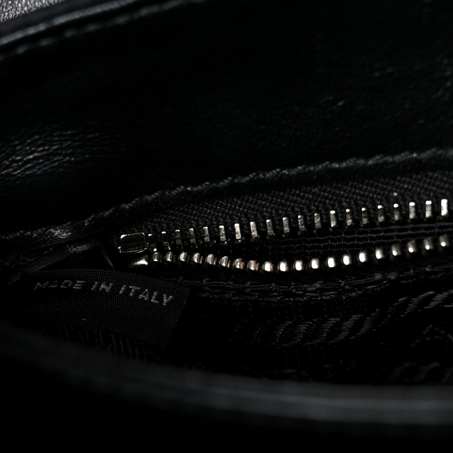 Saffiano Tessuto Nylon Chain Shoulder Bag Black