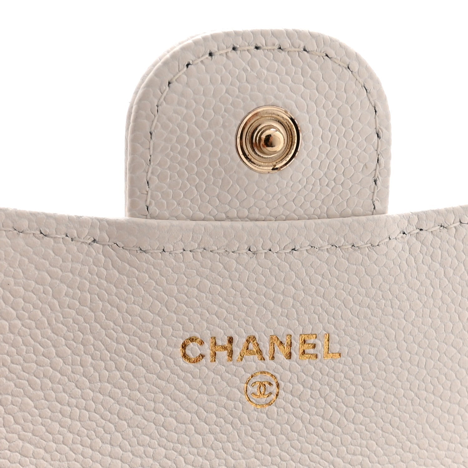 Caviar Quilted Flap  Holder Wallet White