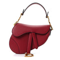 Grained Calfskin Mini Saddle Bag Red