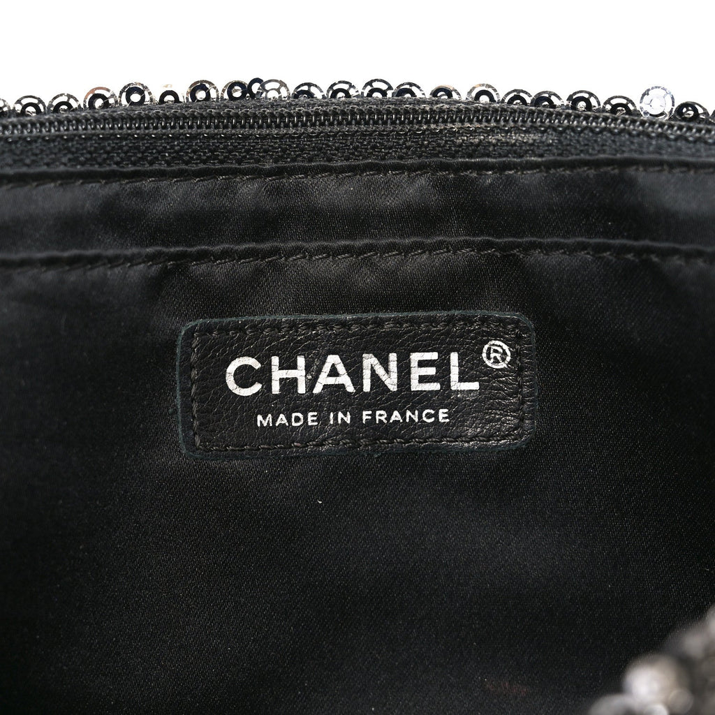 Sequin Medium Single Flap Dark Silver