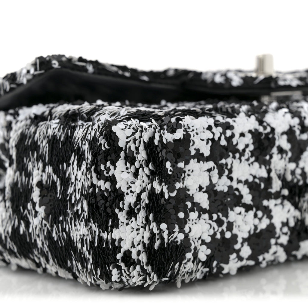 Sequin Houndstooth Small Flap Black White