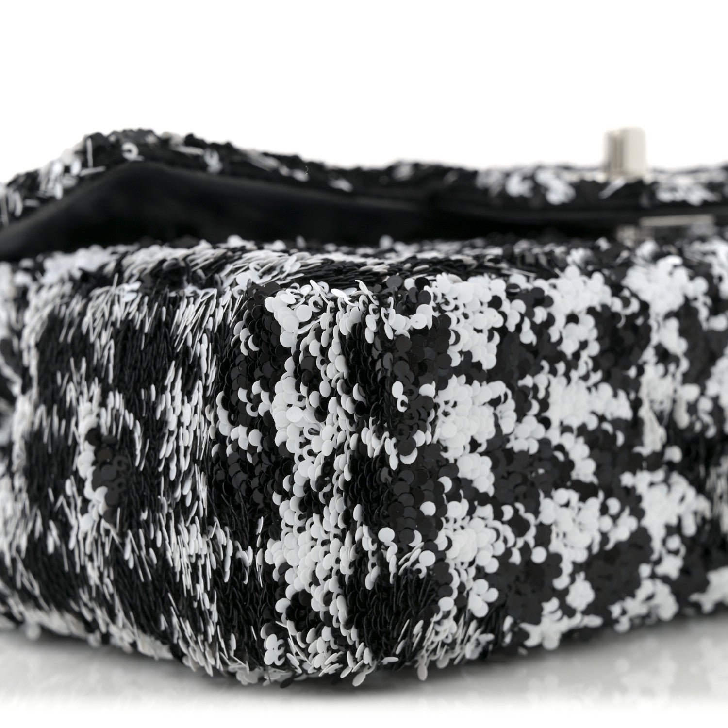 Sequin Houndstooth Small Flap Black White