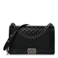 Lambskin Quilted New Medium Boy Flap Black