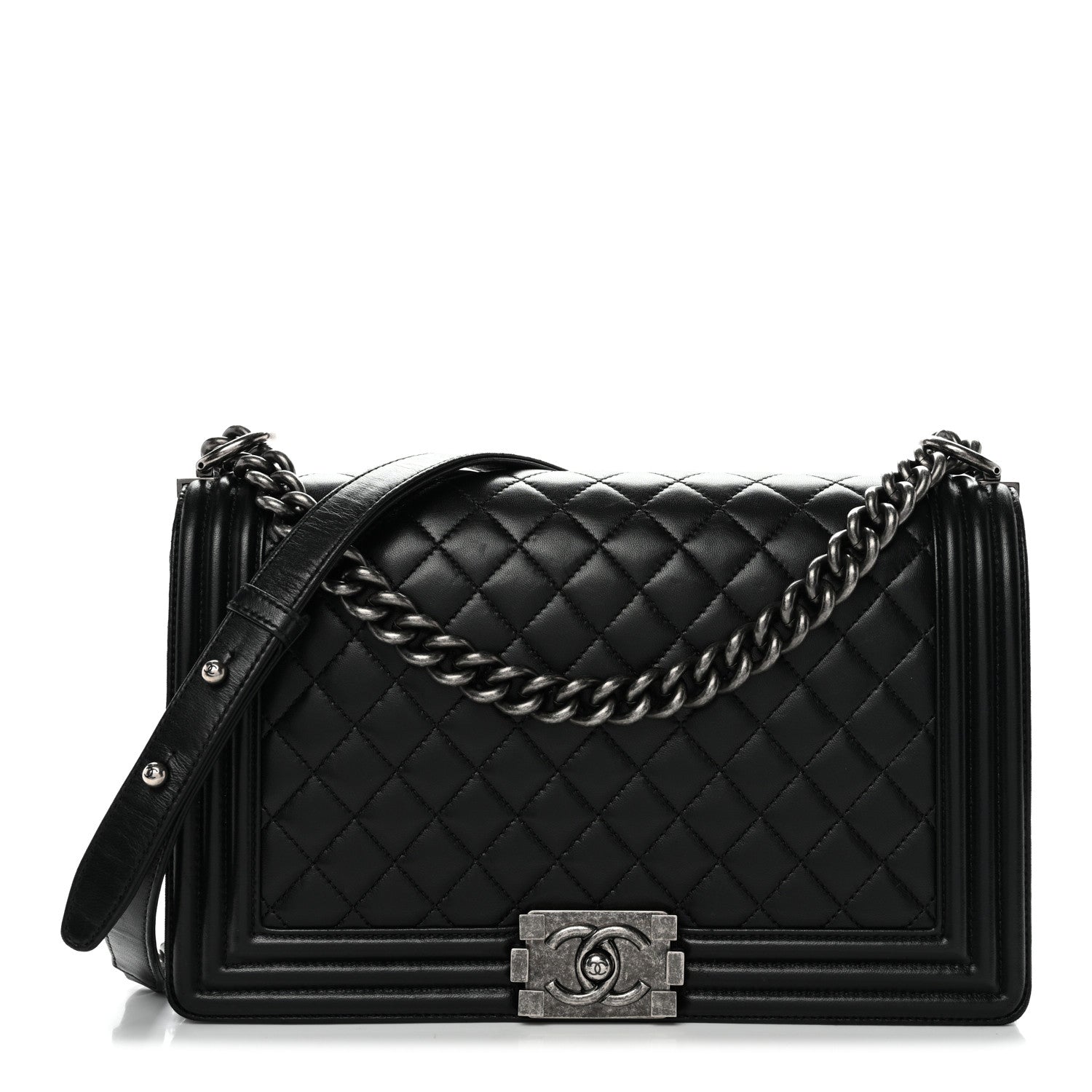 Lambskin Quilted New Medium Boy Flap Black