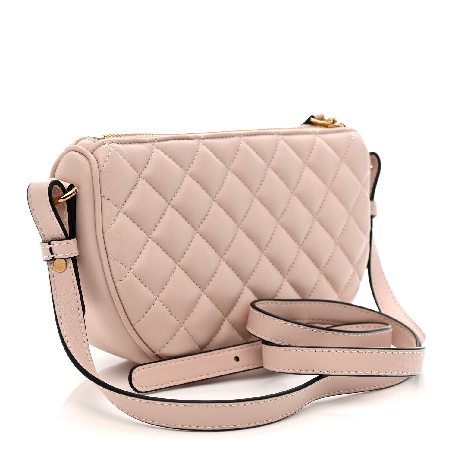 Nappa Quilted La Medusa Half Moon Crossbody Light Pink