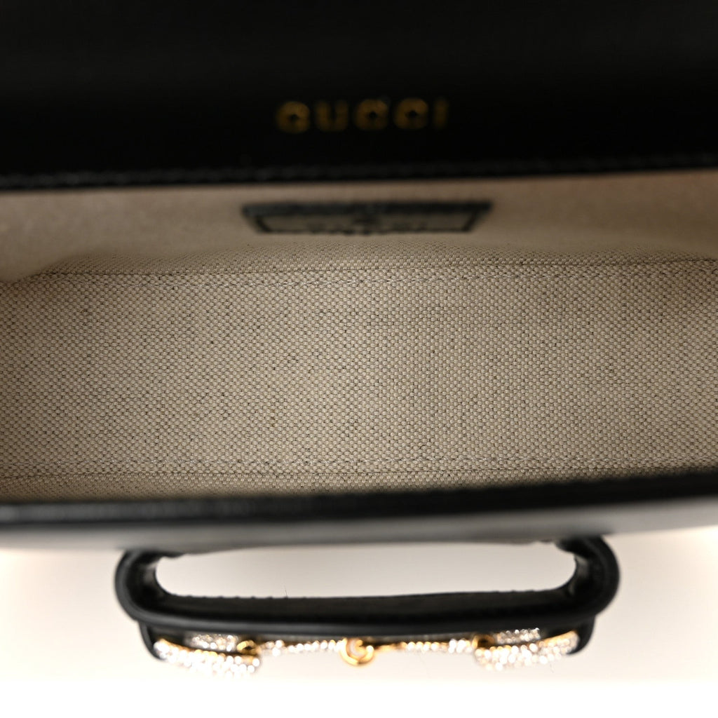 Azalea Calfskin Mini Crystal Horsebit 1955 Shoulder Bag Black