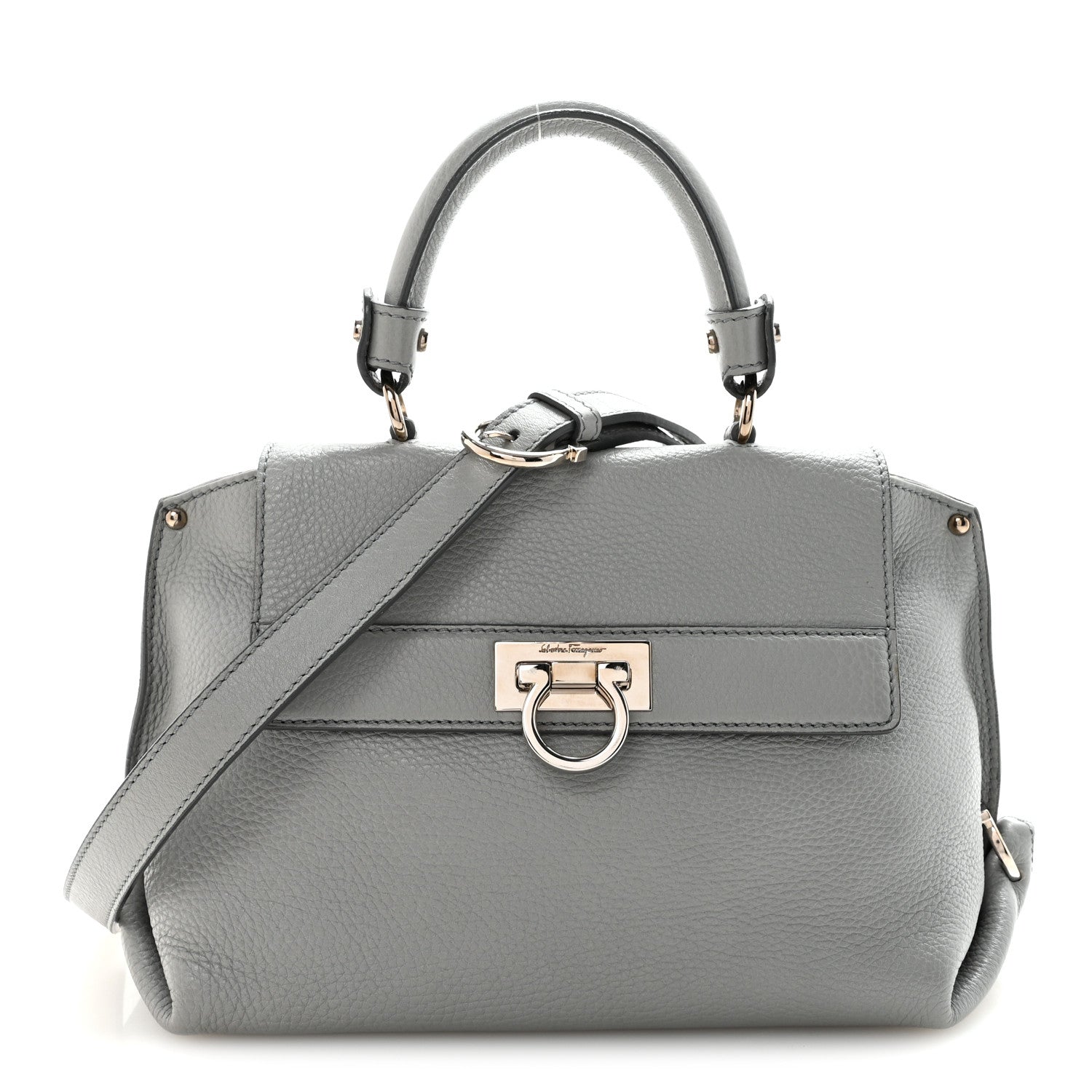 Grained Calfskin Sofia Satchel Grey