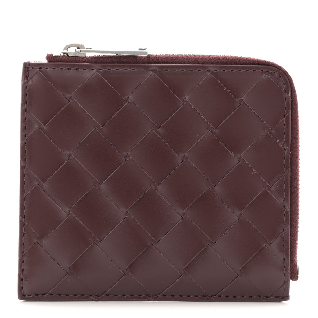 Nappa Intrecciato Square Zip Around Wallet Barolo